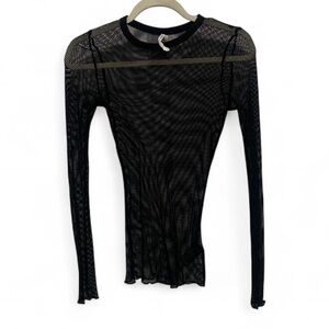 Out from Under Urban Outfitters Black Sheer Fishnet Long Sleeve Top Size Medium